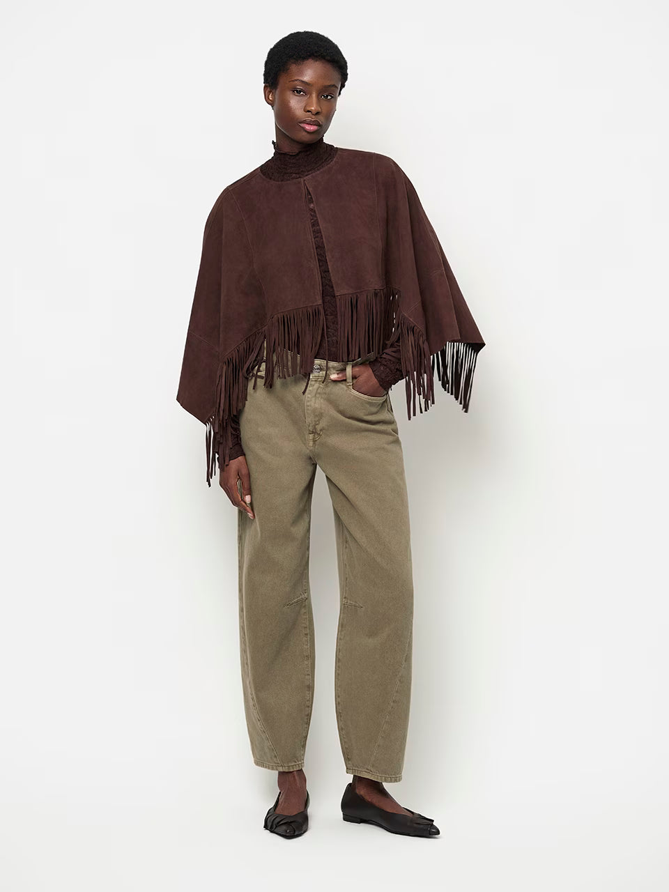 Dante Spencer Suede Fringed Poncho