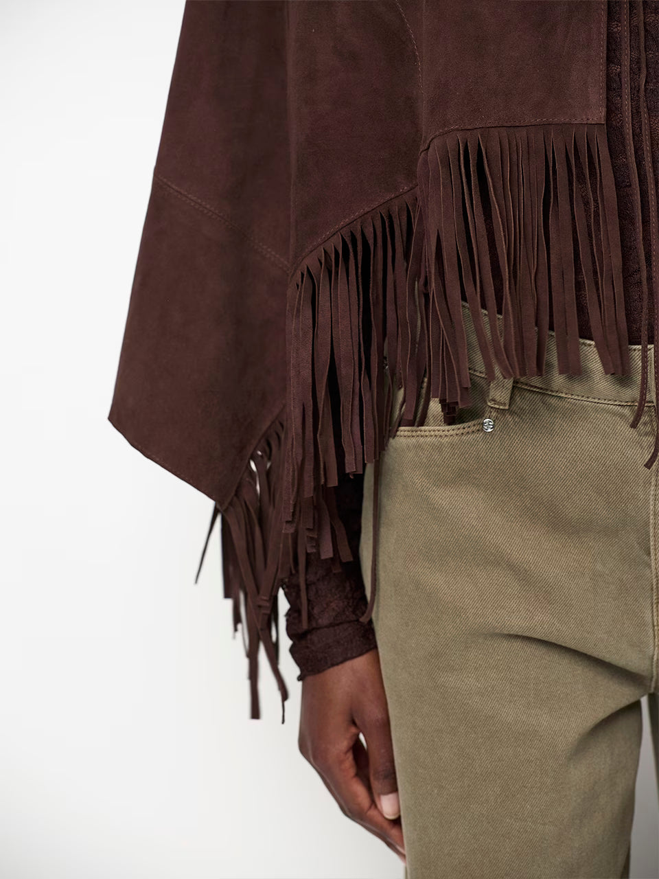 Dante Spencer Suede Fringed Poncho