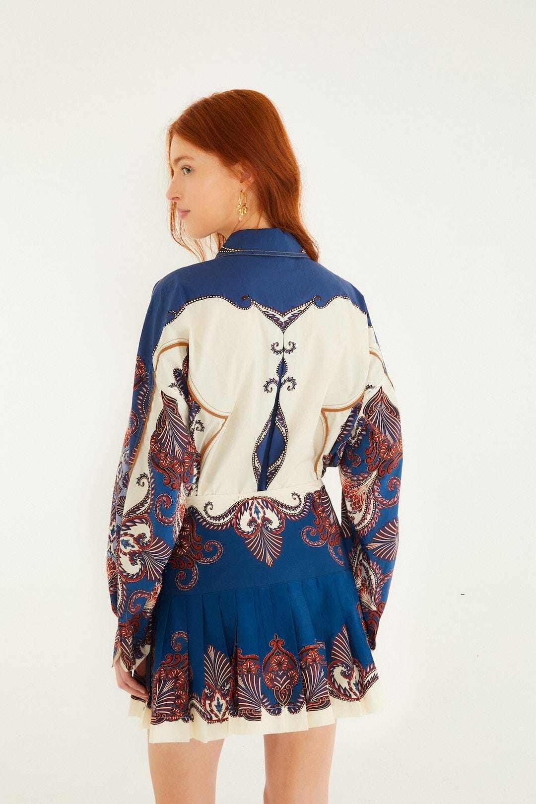 Skirt Arabesque Scarf Blue Mini