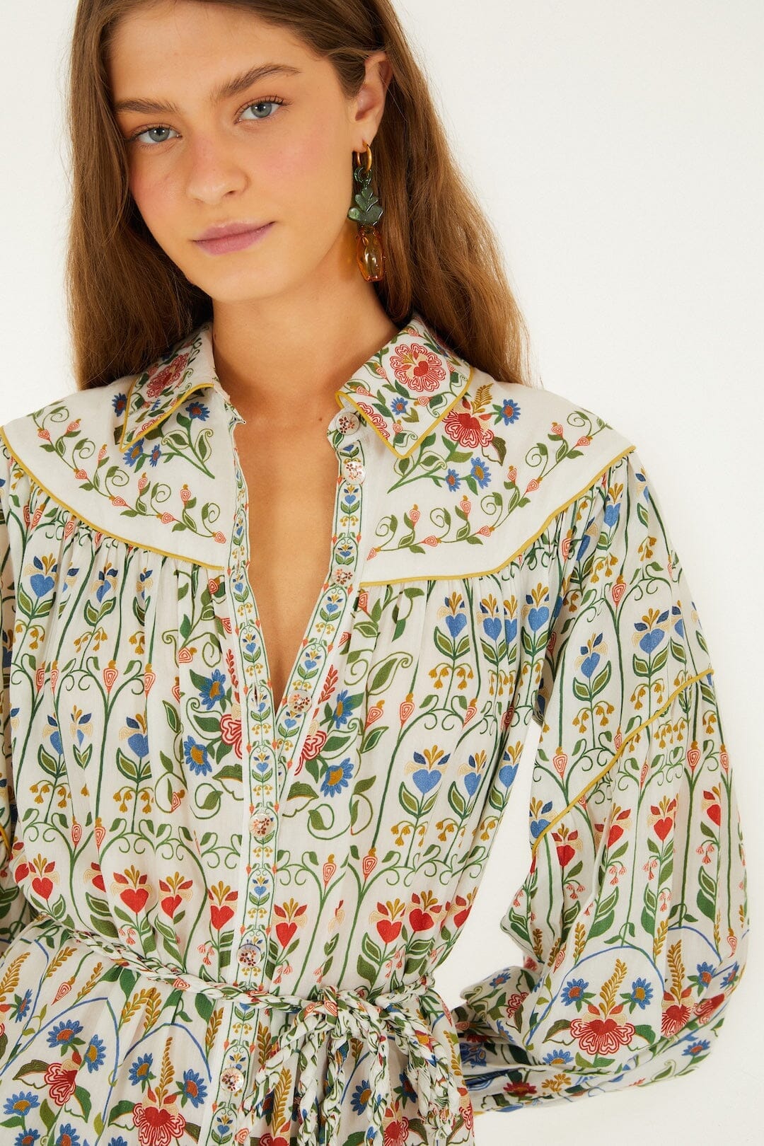 Farm Rio Mini Dress Stitched Garden