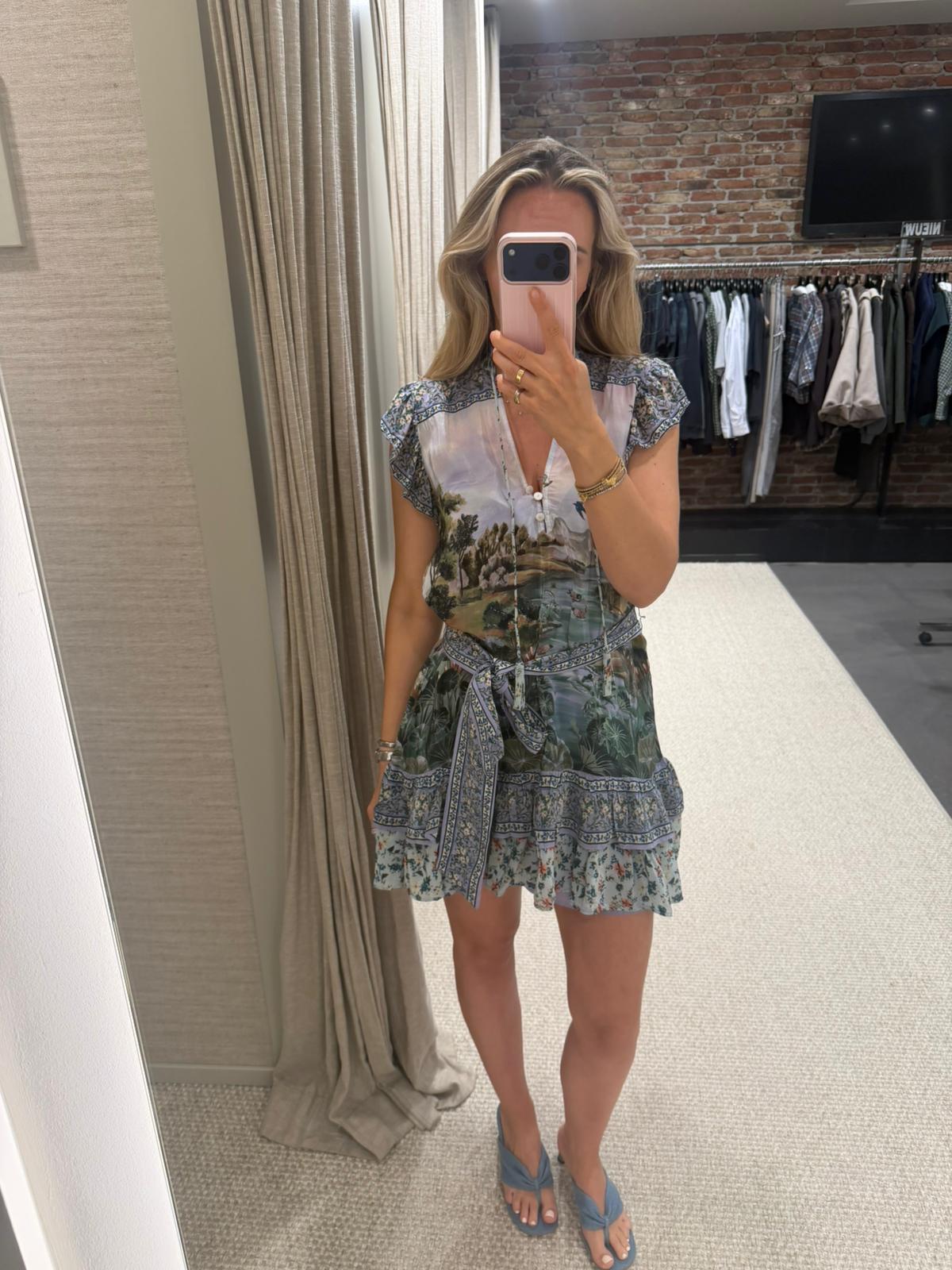 Farm Rio Countryside Landscape Mini Dress