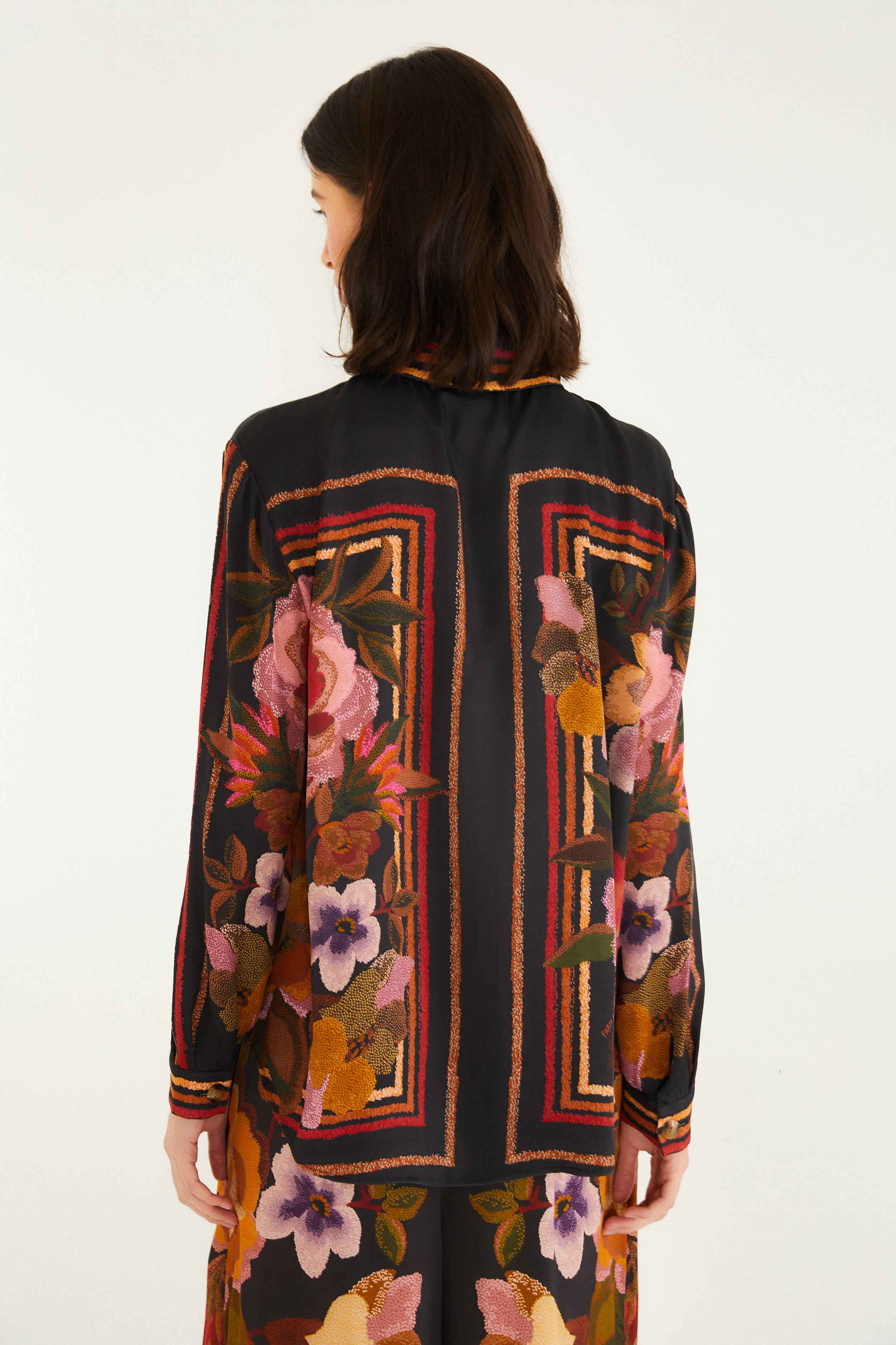 Blouse Chenille Flowers Black