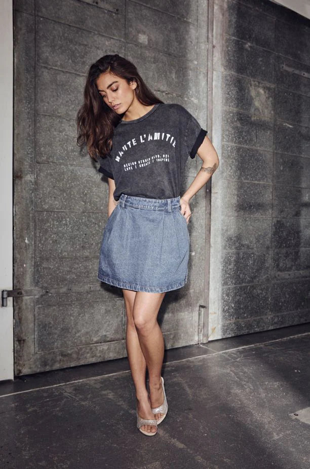 HL Denim Pleat Skirt