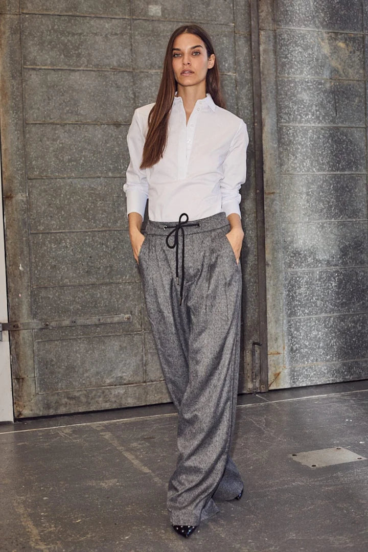 Check Tailor Tie Tall Pants Grey
