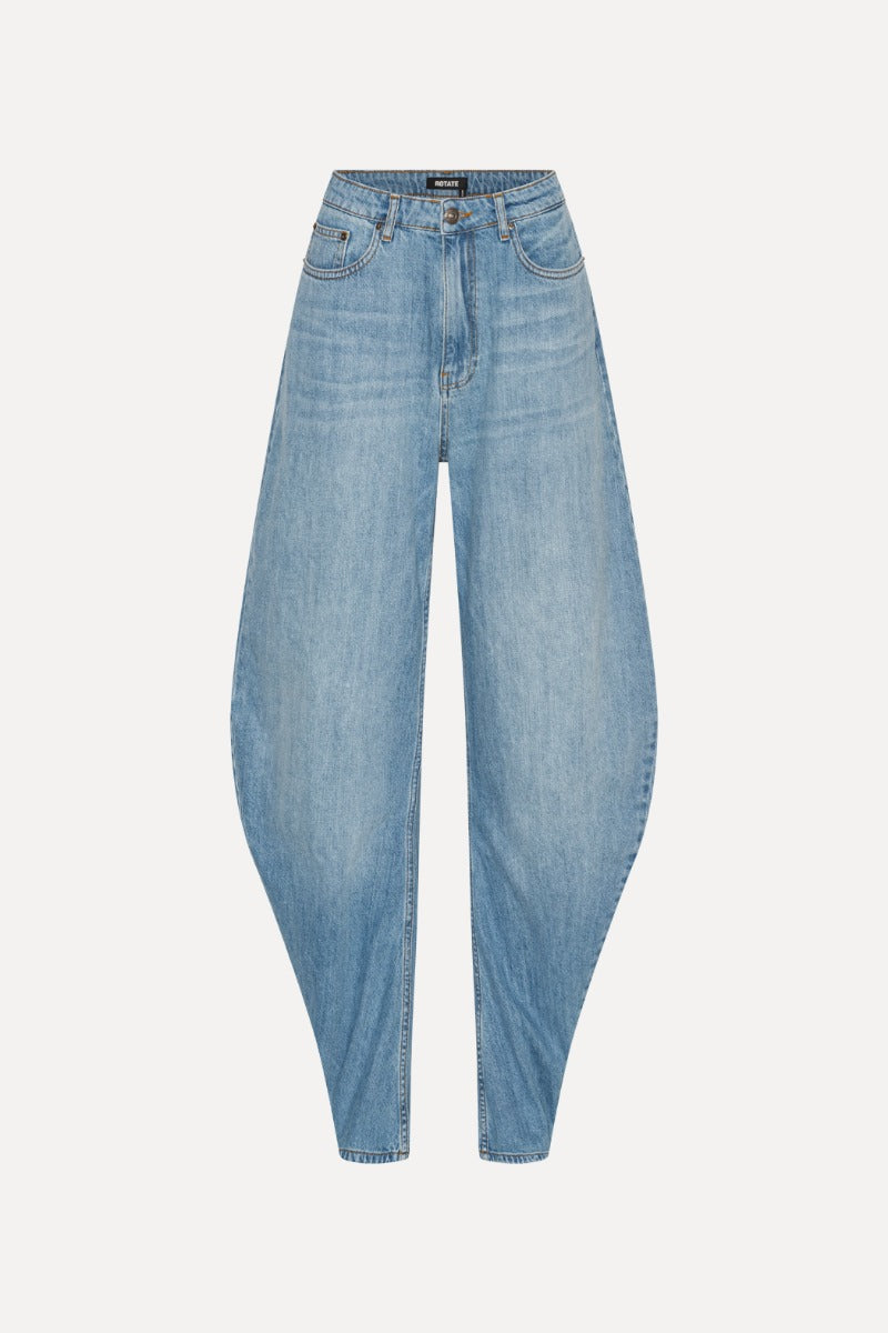 Rotate Draped Barrel Leg Jeans