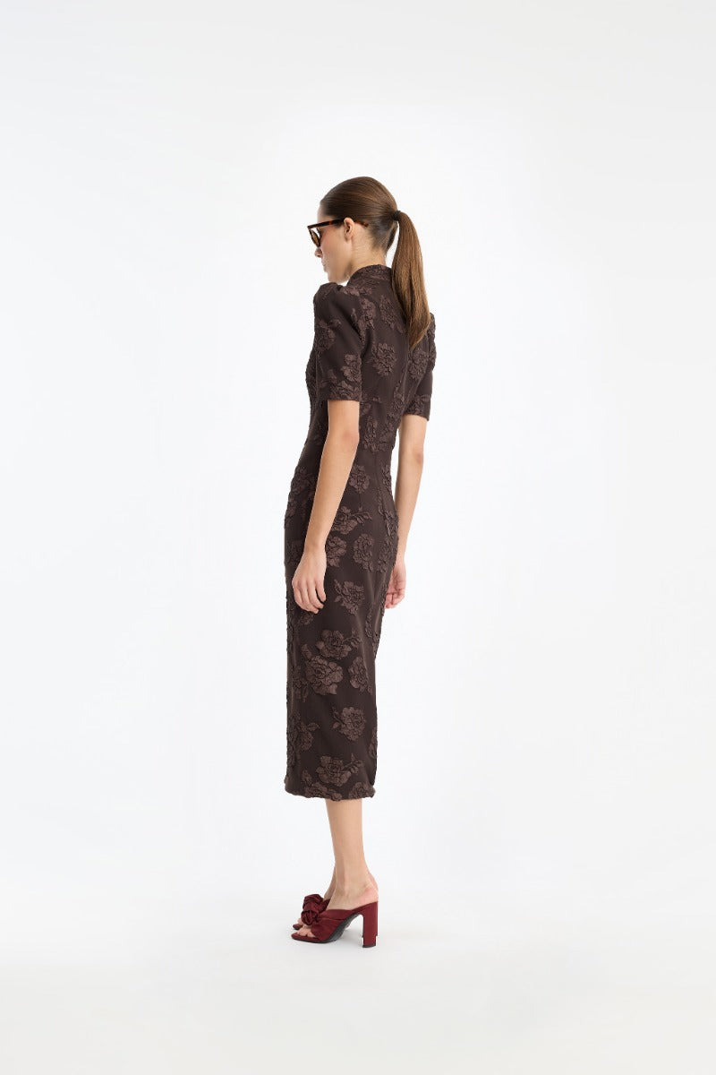 Rotate Jacquard Midi Dress