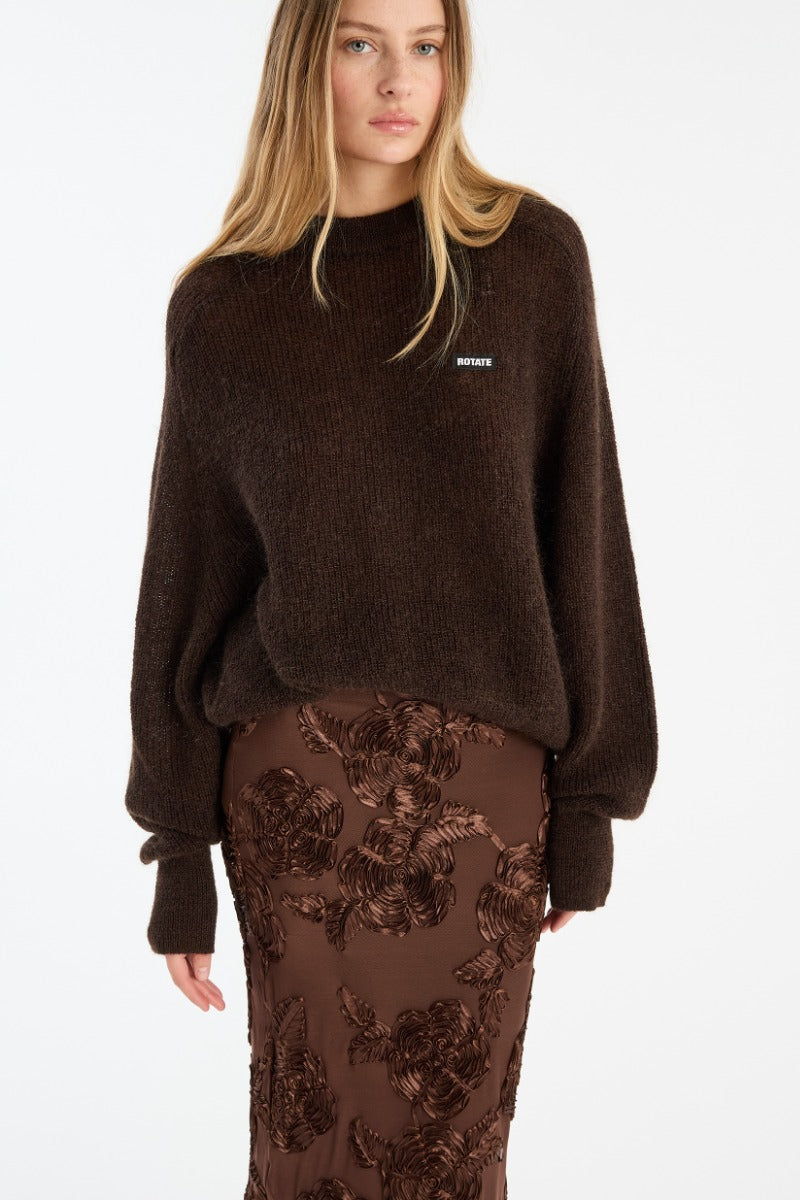 Sweater Light Knit Logo Chicory Coffee