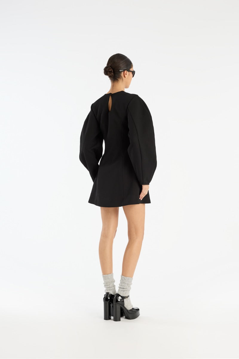 Mini Dress Suiting Flared Black