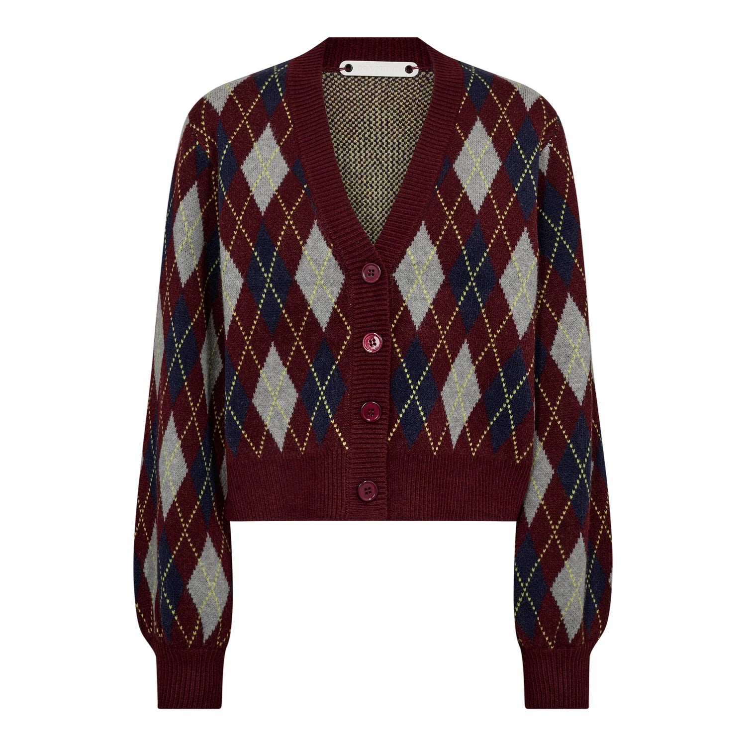 Co'couture Row Check Cardigan Winered