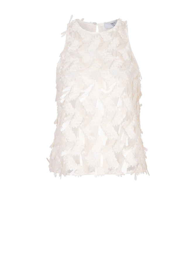 Top Corin Sequins Relaxed Fit Butter Cream