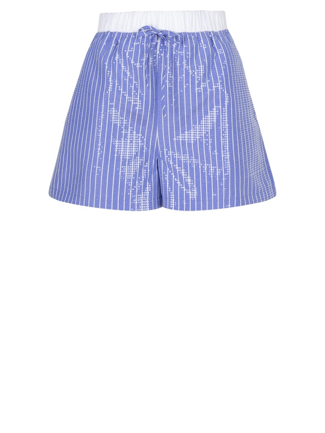 Short Bryson Embellished Stripe Periwinkle Blue
