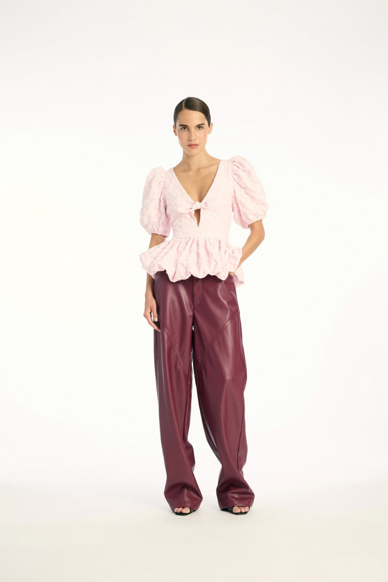 Top Jacquard Puff Sleeve