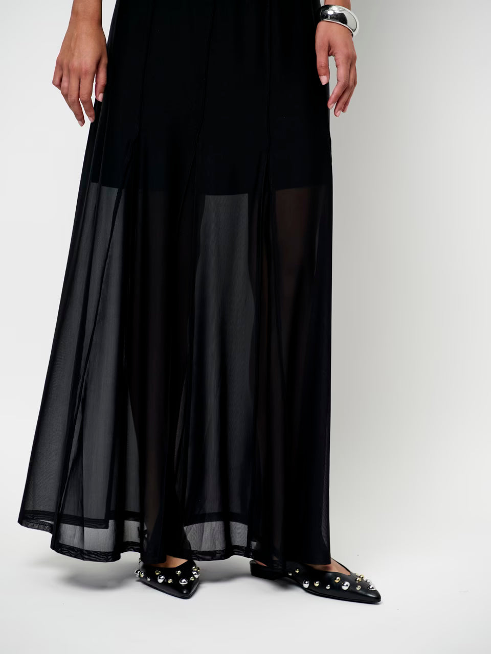 Dante Solis Mesh Wide Maxi Skirt
