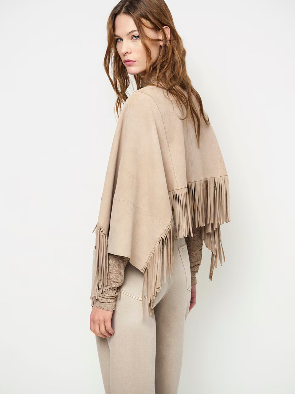Dante Spencer Suede Fringed Poncho