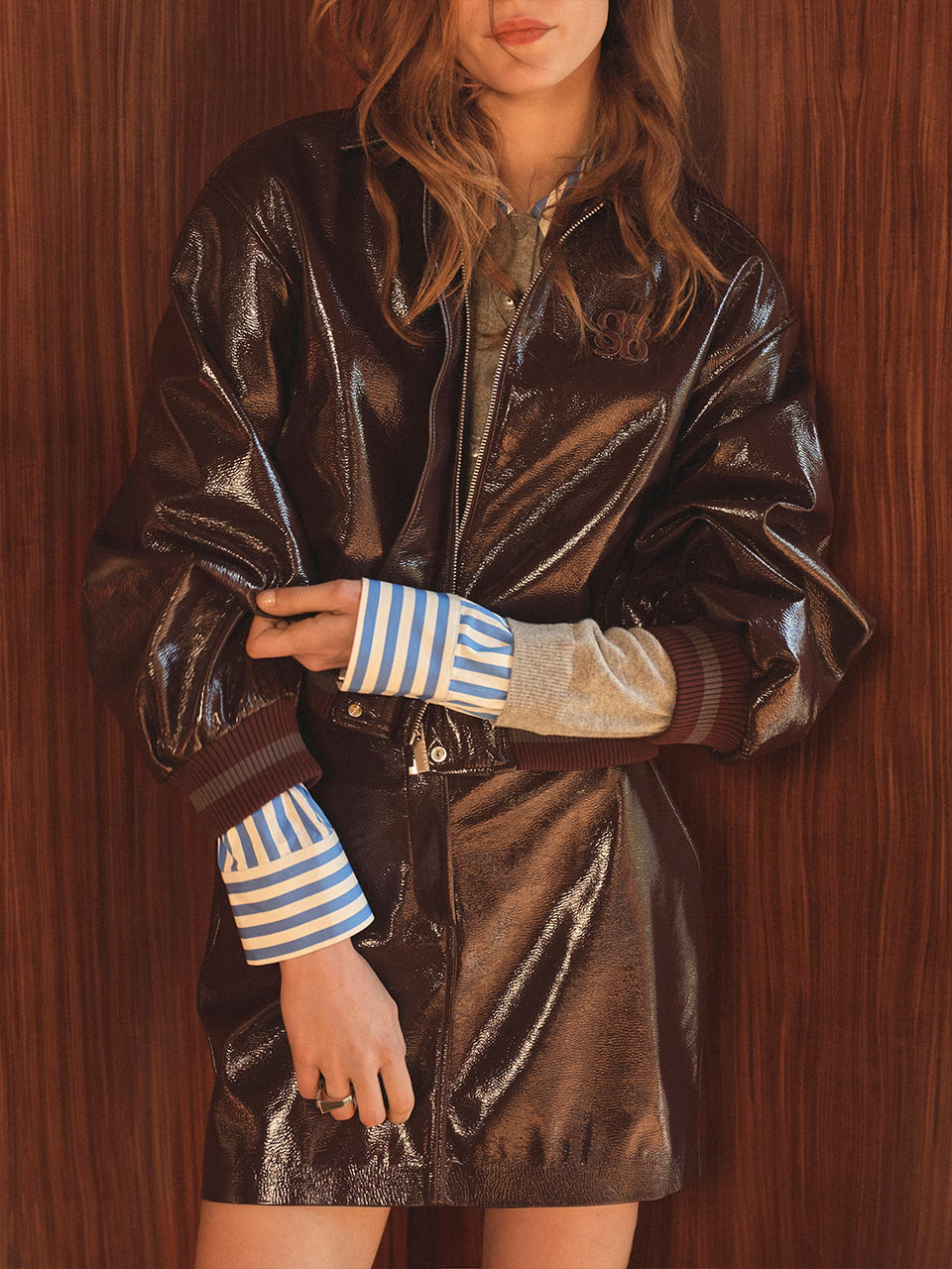 Dante Dalyn Faux Crackle Leather Bomber
