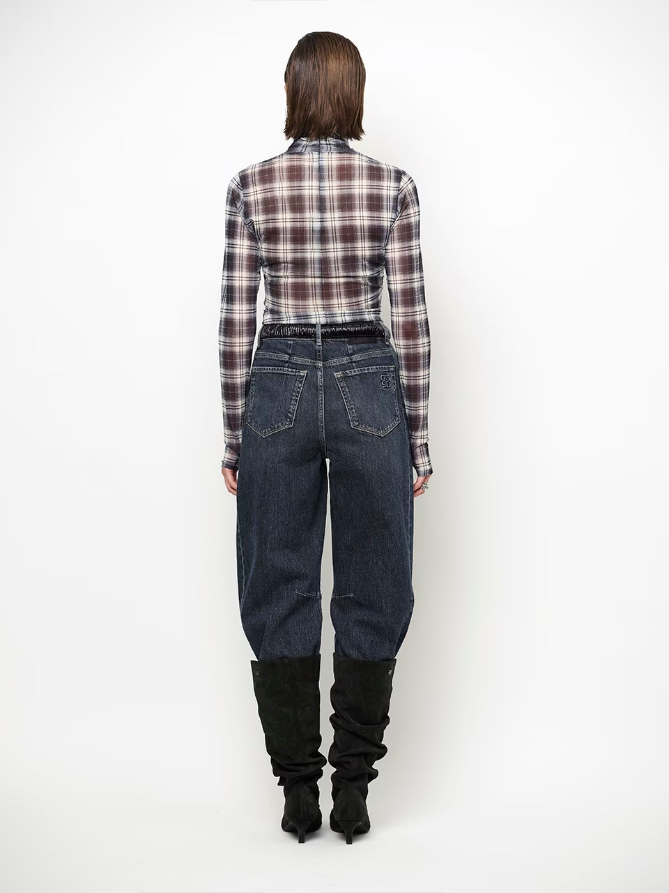 Dante Casha Printed Check Mesh Top