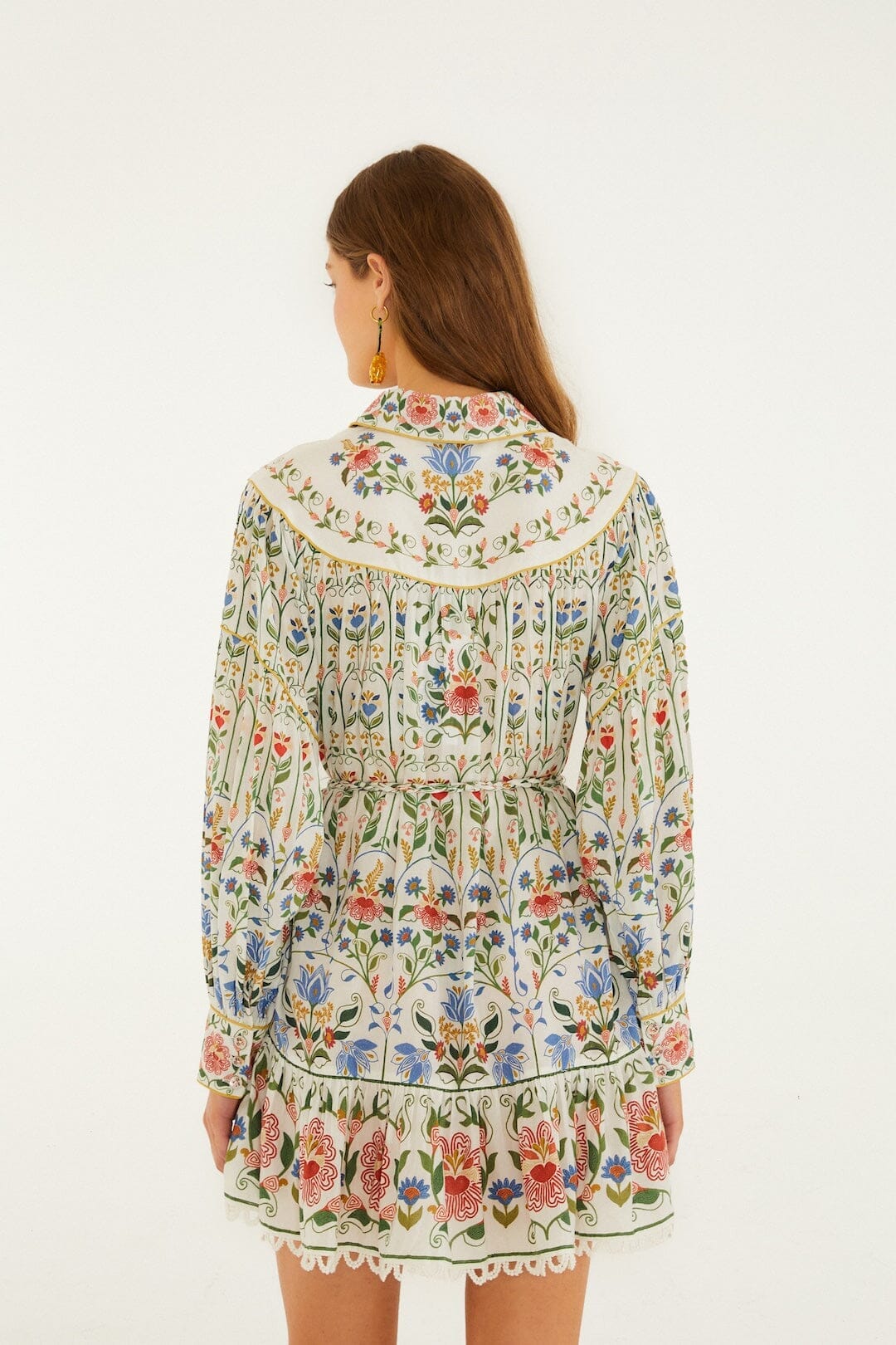 Farm Rio Mini Dress Stitched Garden