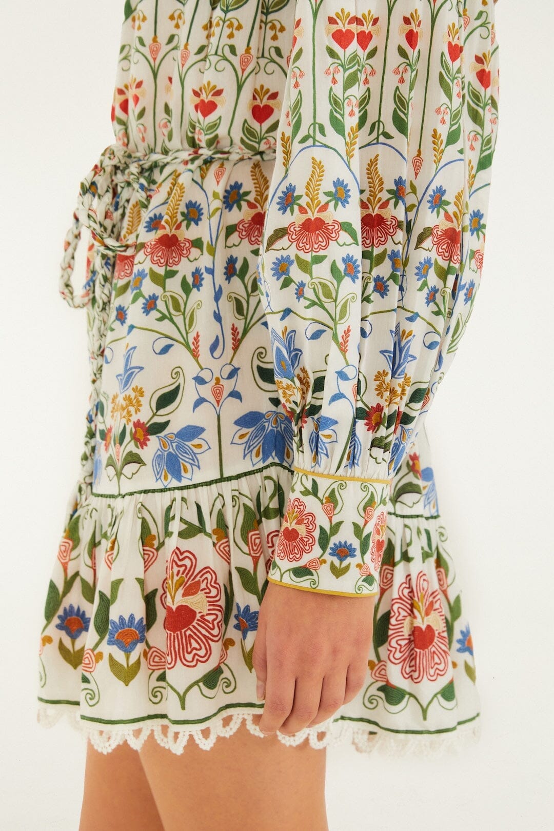 Farm Rio Mini Dress Stitched Garden