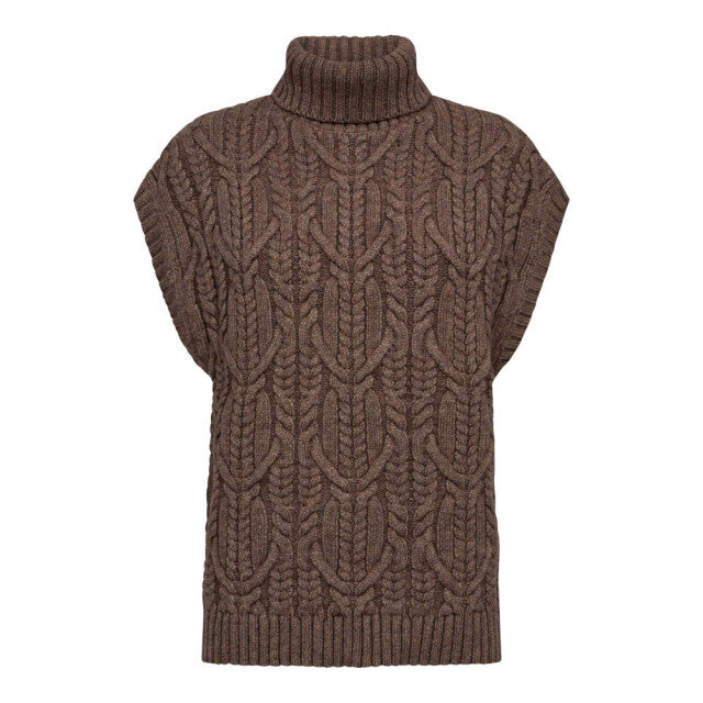 Co'couture Oversize cable knit vest Walnut