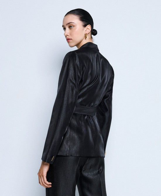 Tailored Blazer with Belt Black