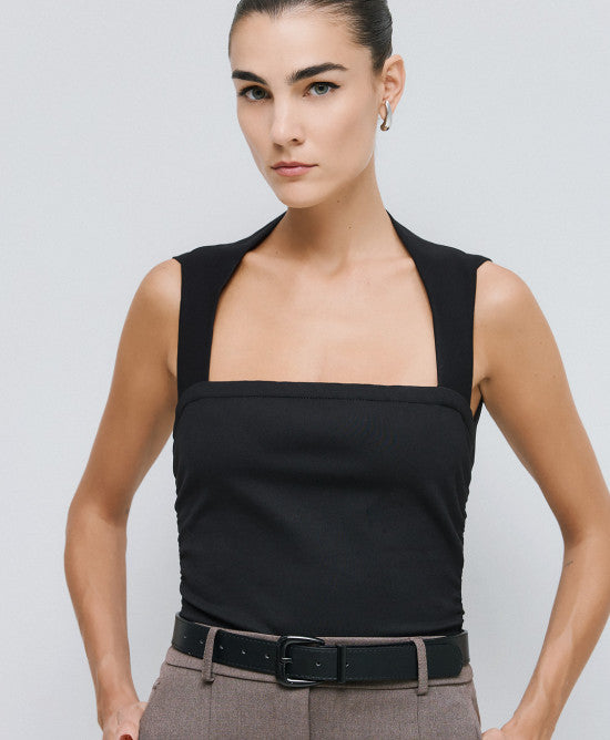 Top with side ruching Black 2045-411