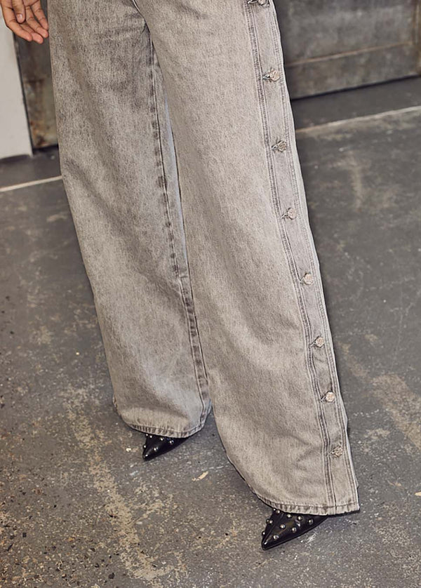 Jeans Side Panel Button L. Grey