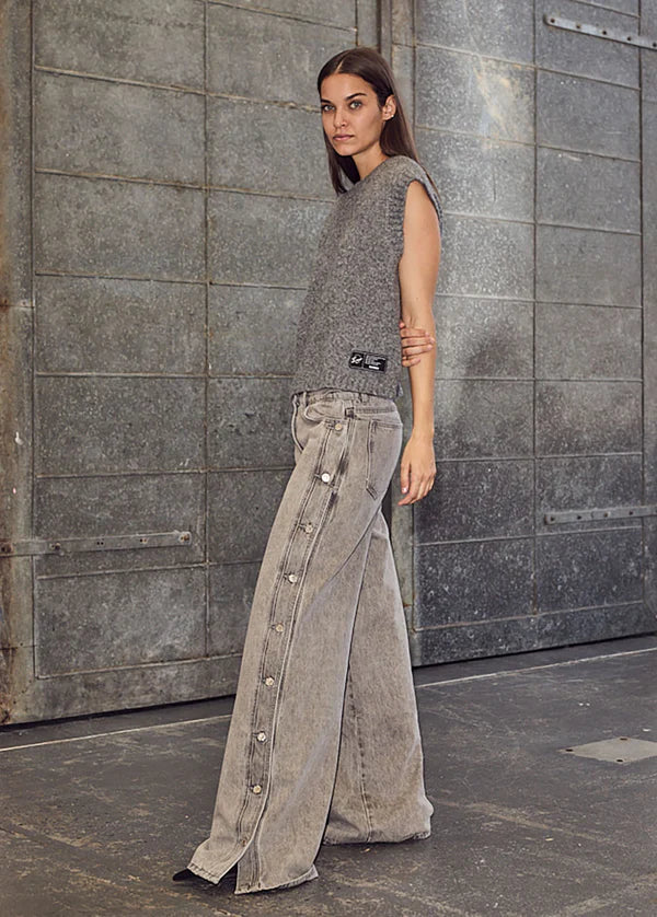 Jeans Side Panel Button L. Grey