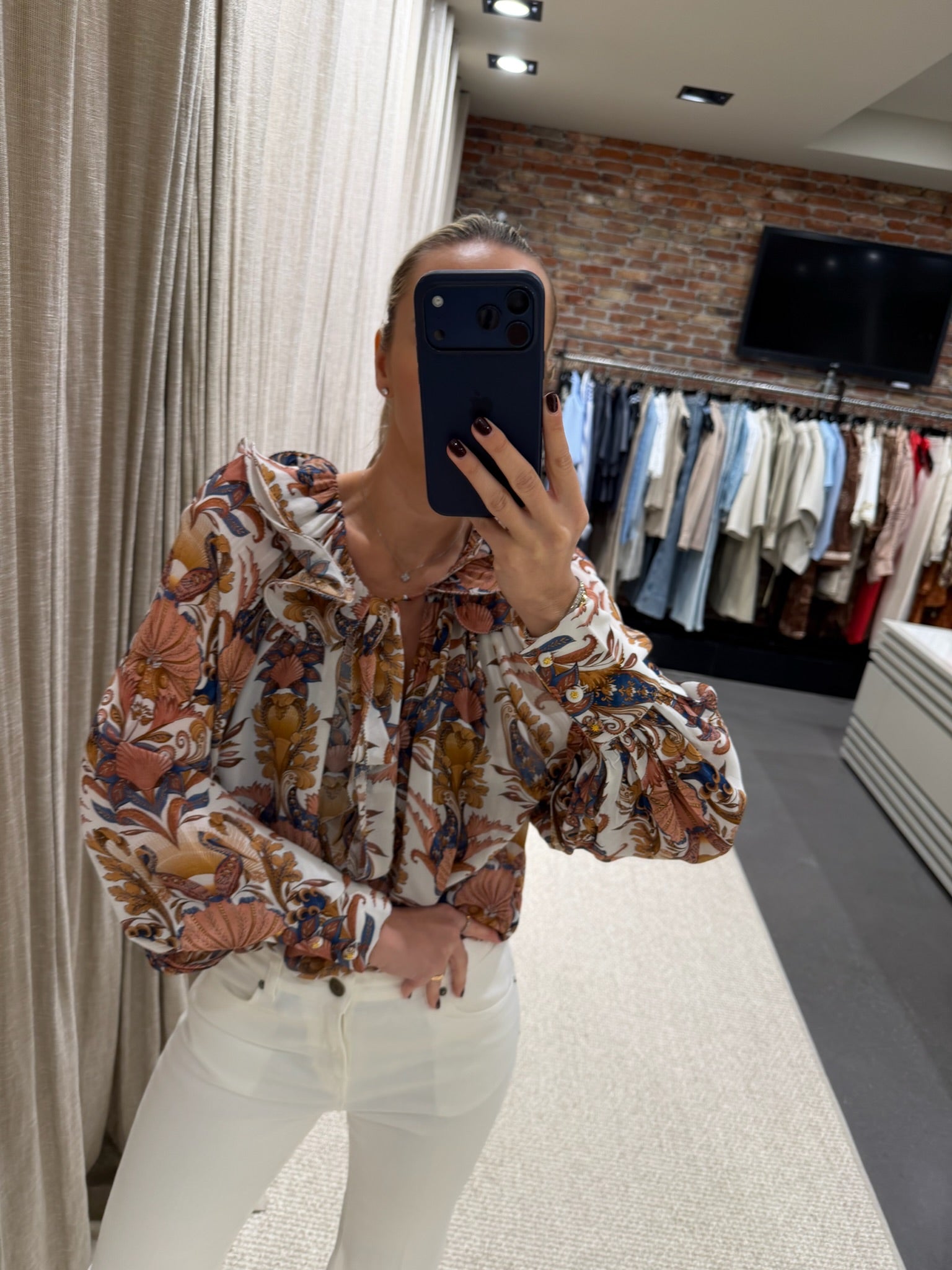 Farm Rio Sea Garden Long Sleeve Blouse