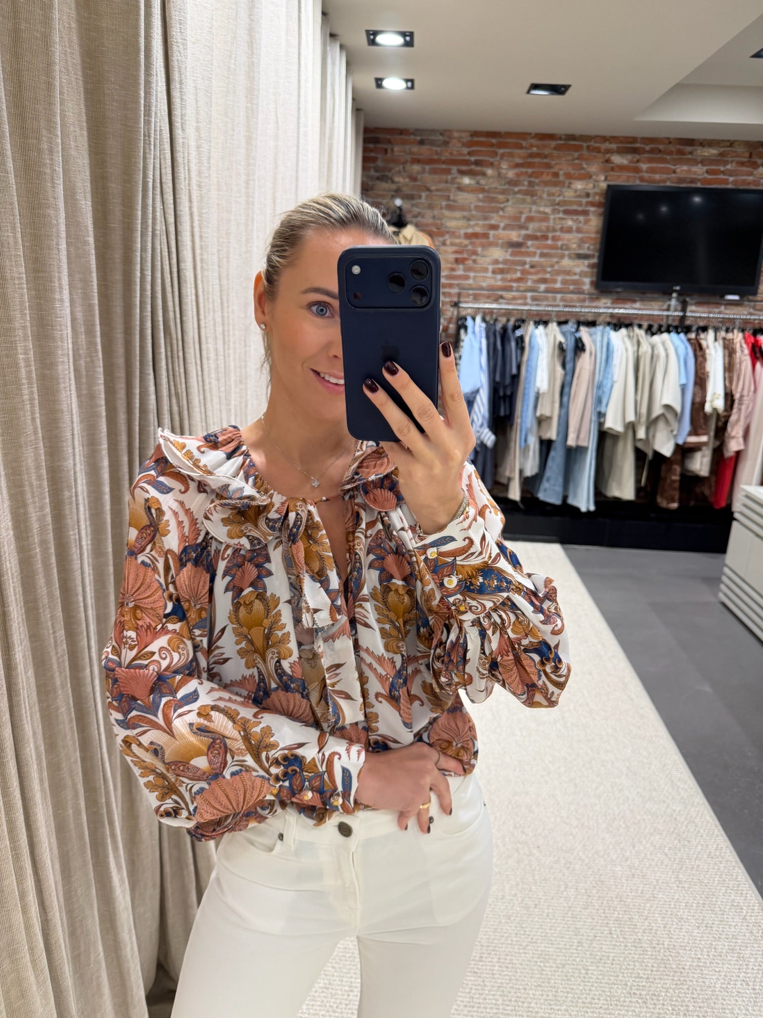 Farm Rio Sea Garden Long Sleeve Blouse