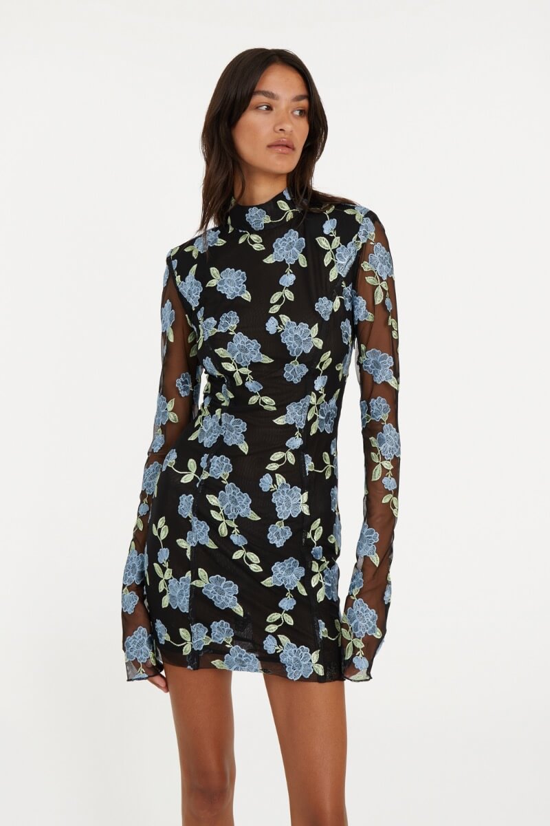 Mesh Mini Ls Dress