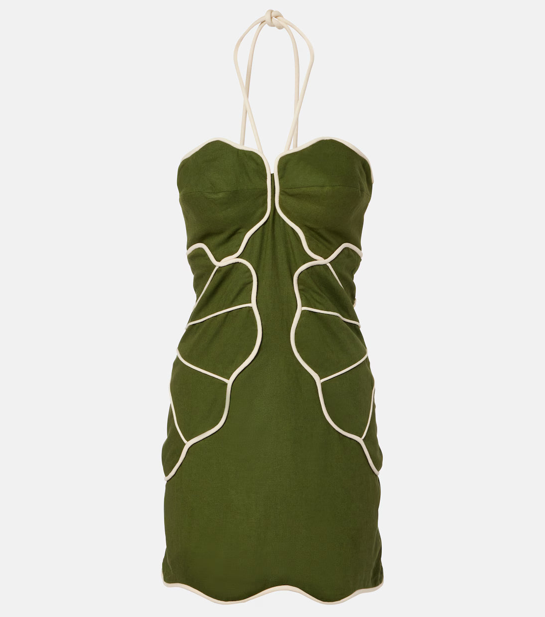 Farm Rio Green Wavy Cutouts mini dress