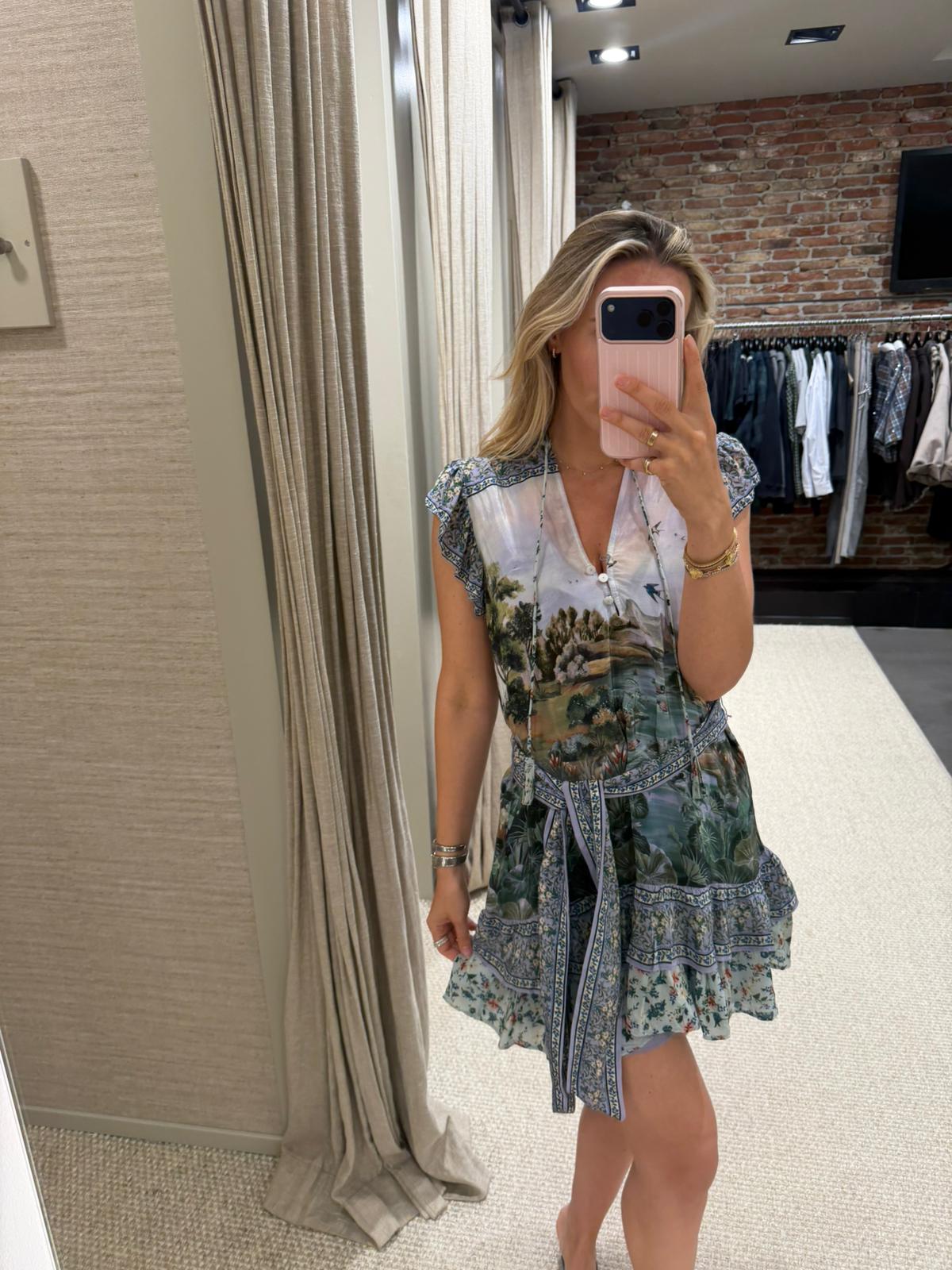 Farm Rio Countryside Landscape Mini Dress