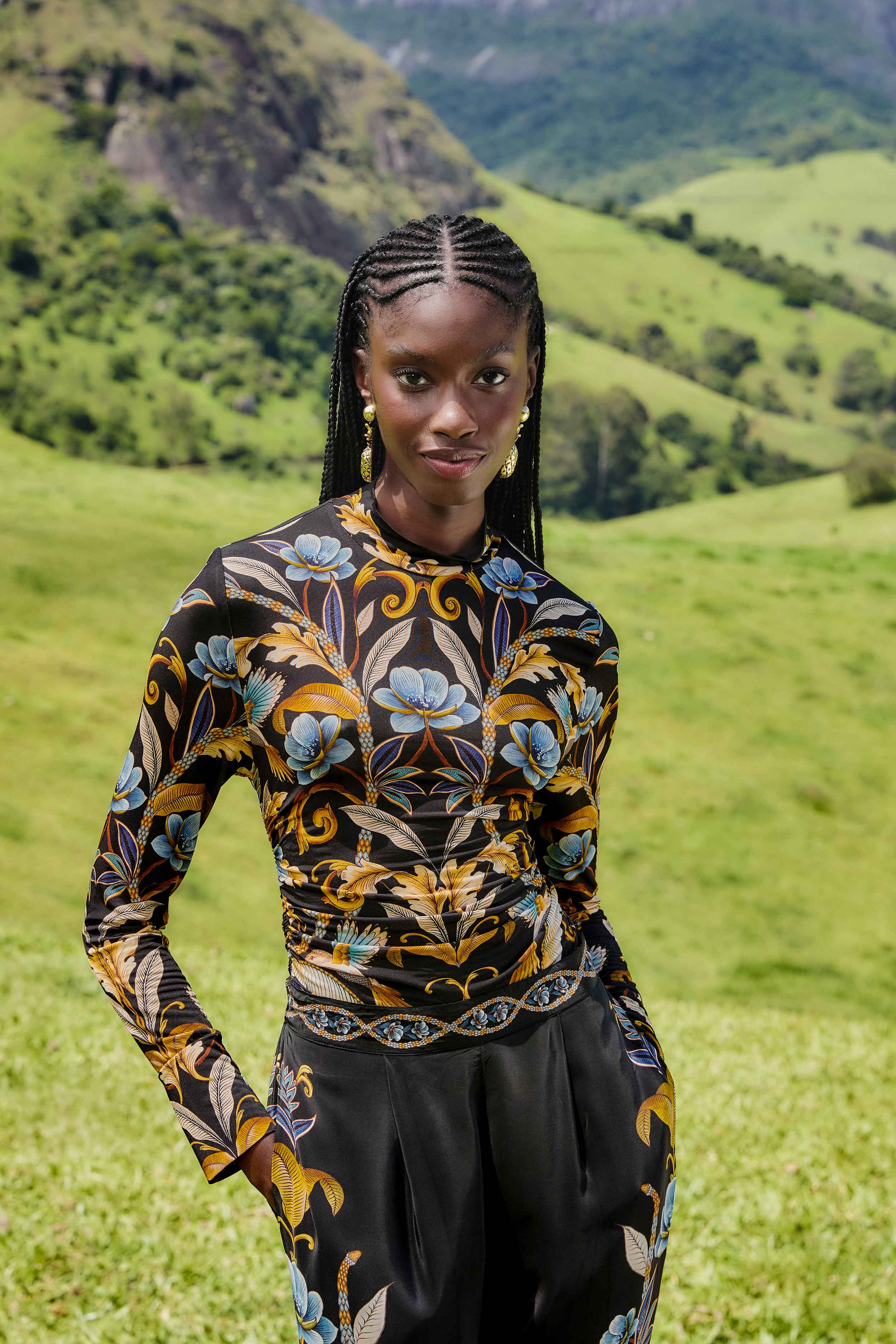 Blouse Snake Garden Black Jersey