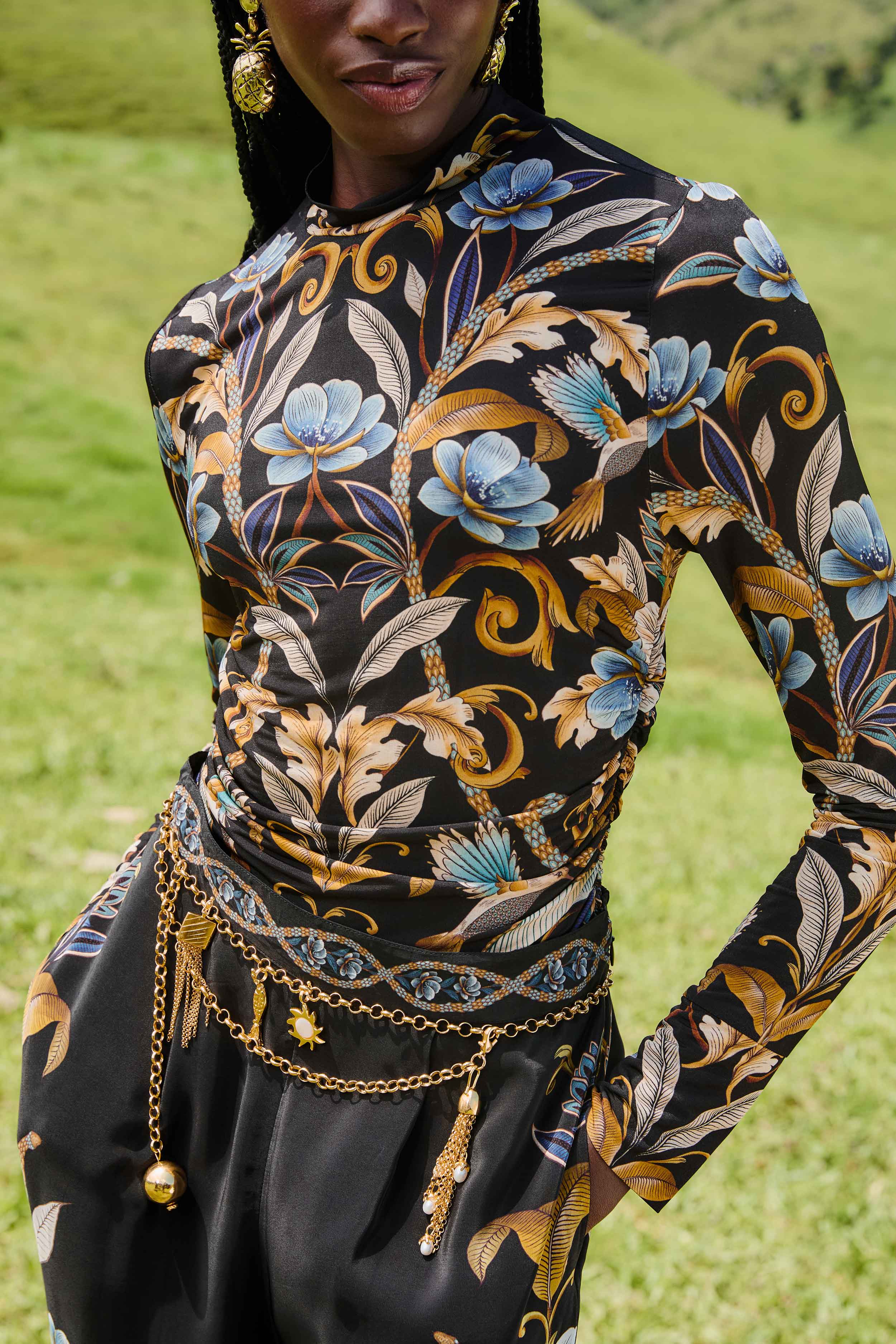 Blouse Snake Garden Black Jersey
