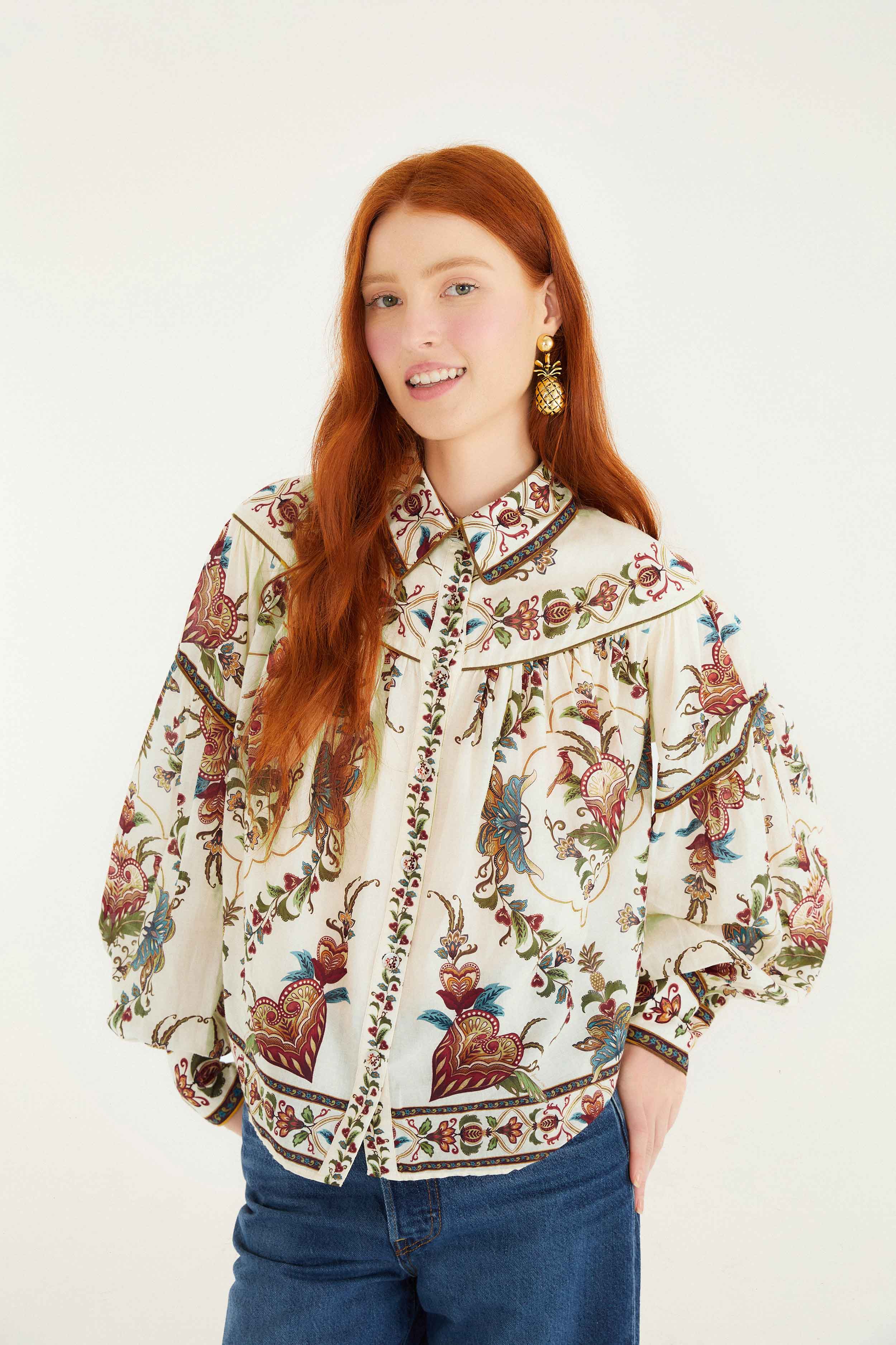 Blouse Majestic Hearts Cream