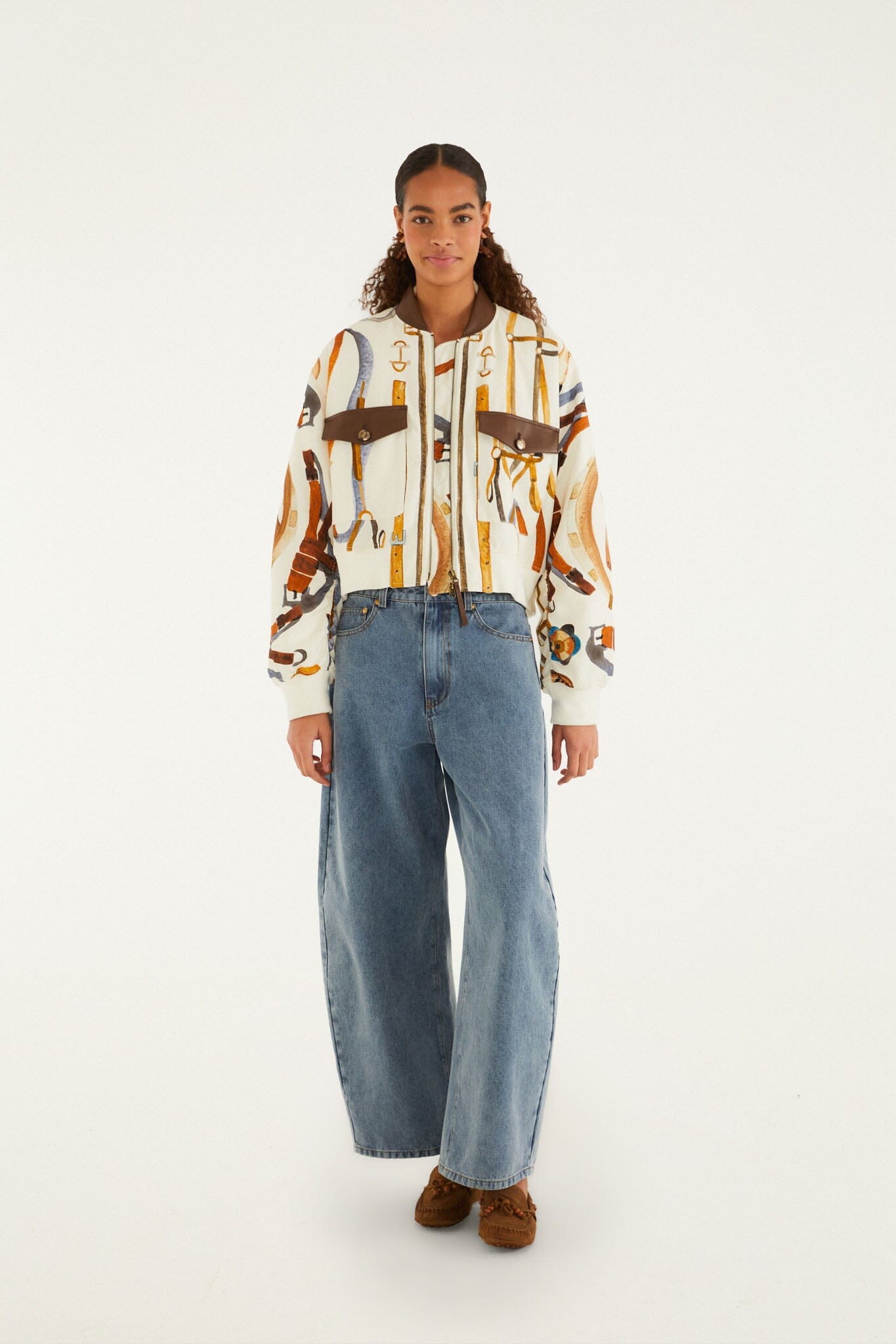 Farm Rio Equestrian Scarf Bomber Jacket
