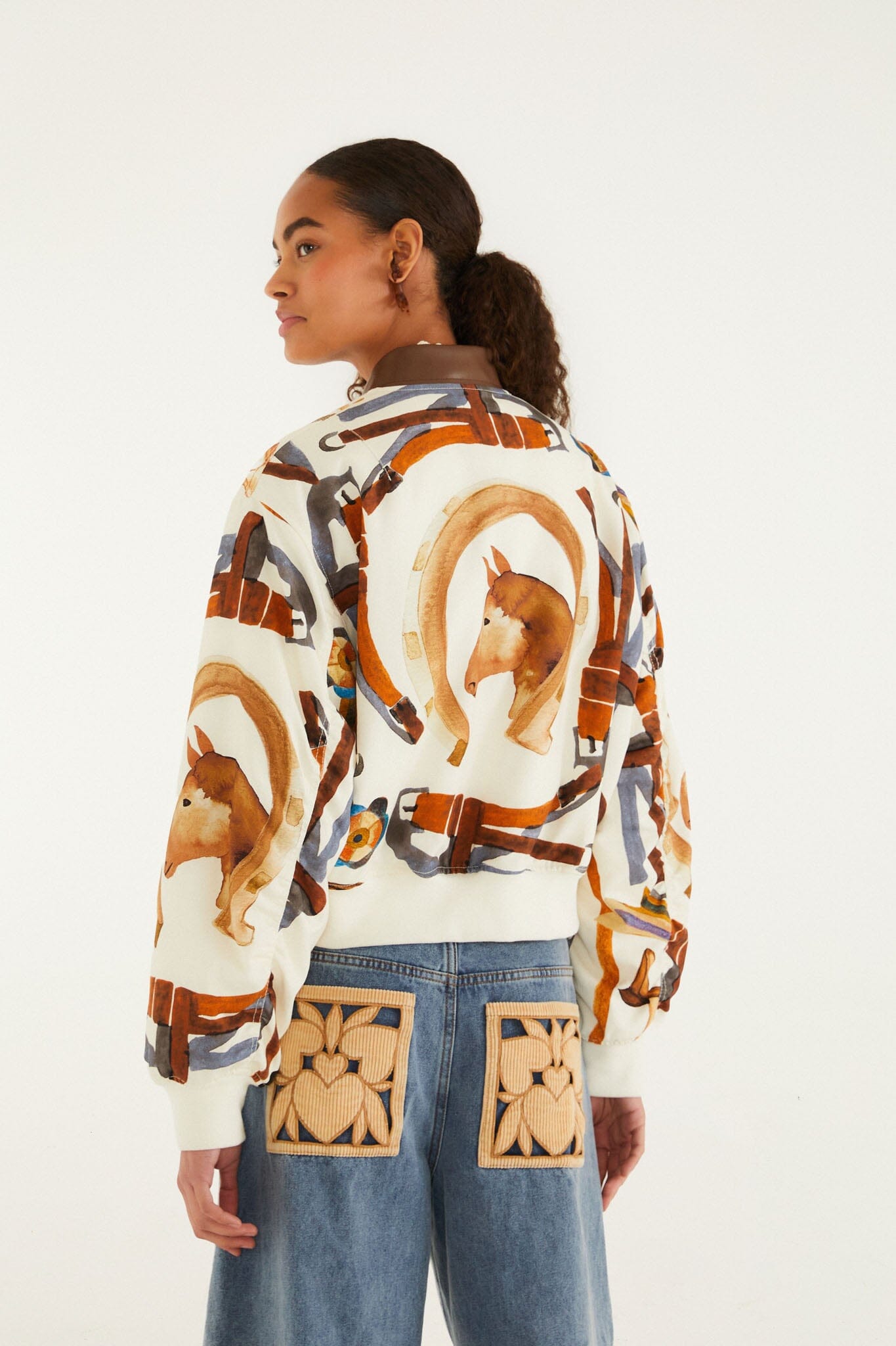 Farm Rio Equestrian Scarf Bomber Jacket