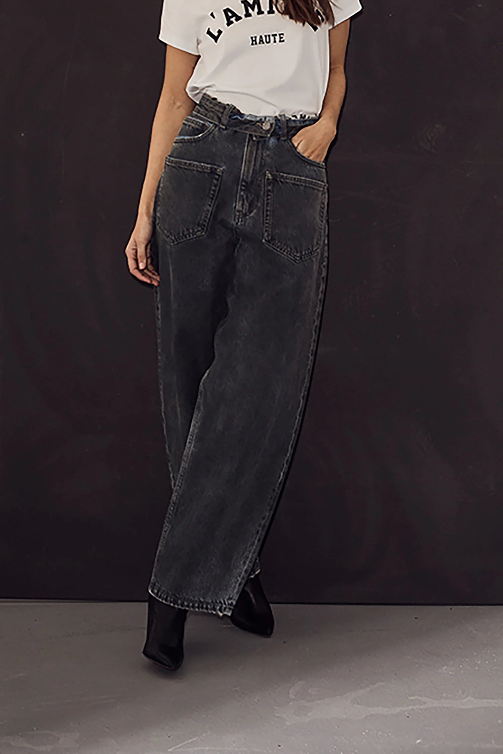 Haute L'amite Flip Waist Pocket Tall Jeans Black