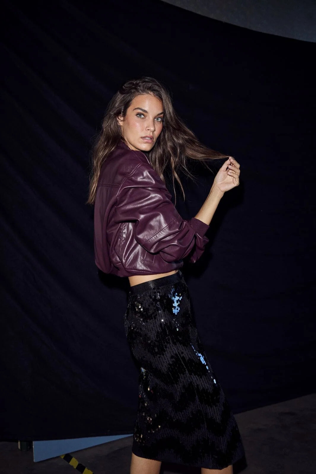HL Mirror Sequin Pencil Skirt
