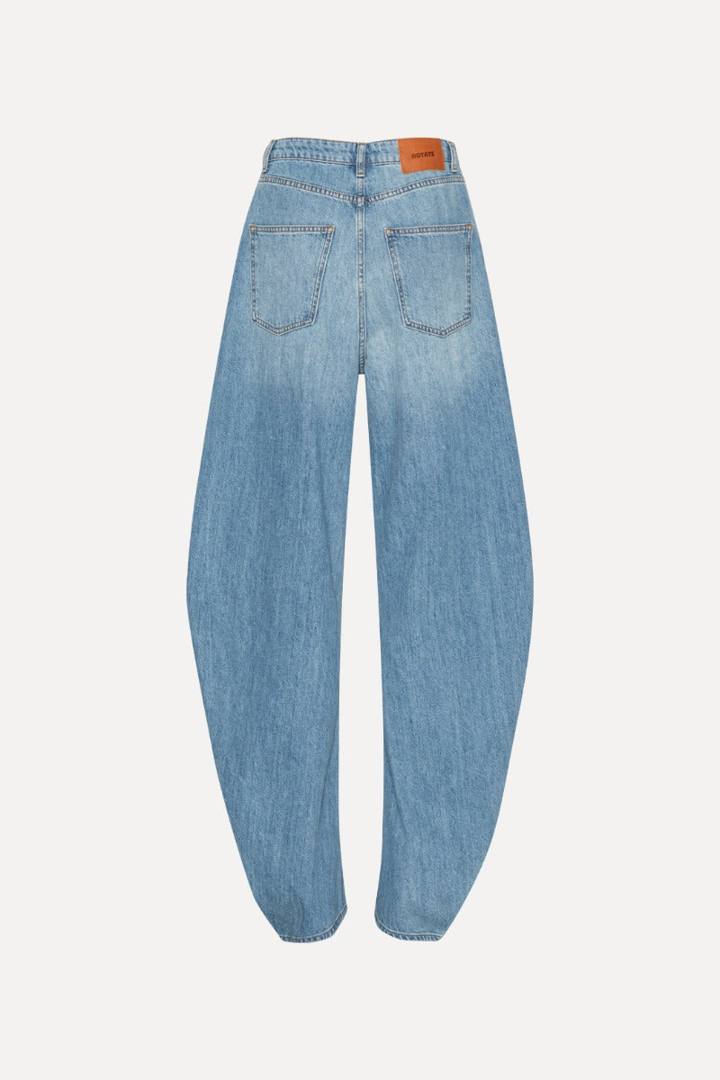 Rotate Draped Barrel Leg Jeans