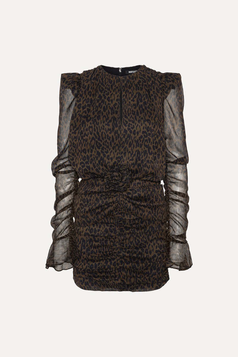 Rotate Ruched Flower Mini Dress