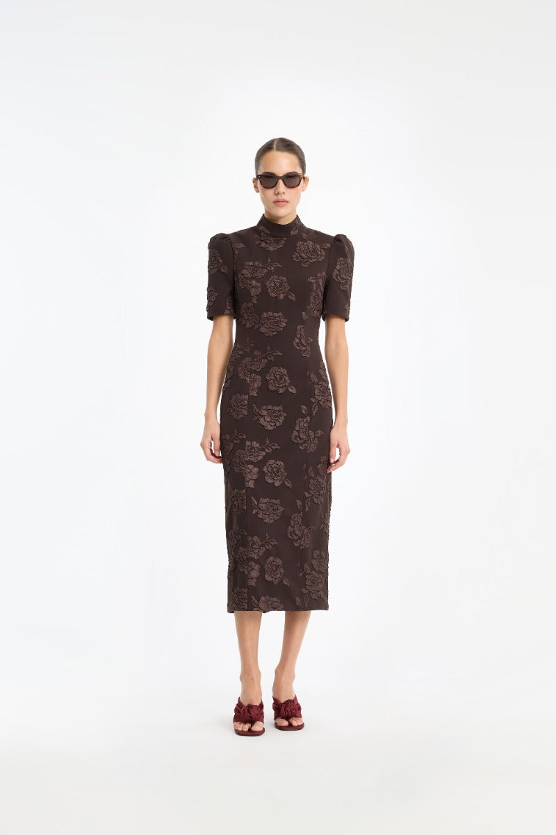Rotate Jacquard Midi Dress