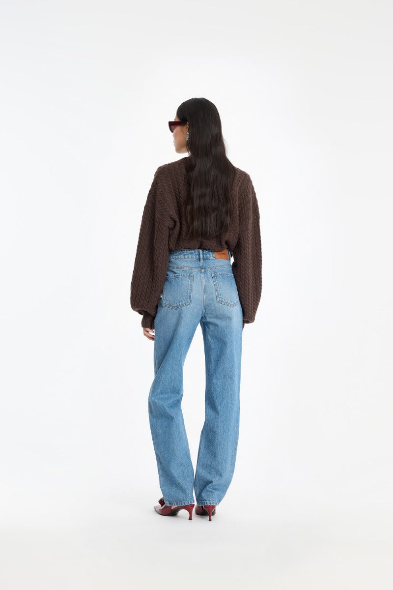 Rotate High Waist Cutline Jeans